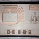 Newcastle United's St. James' Park wall plaque laser engraved seating plan
