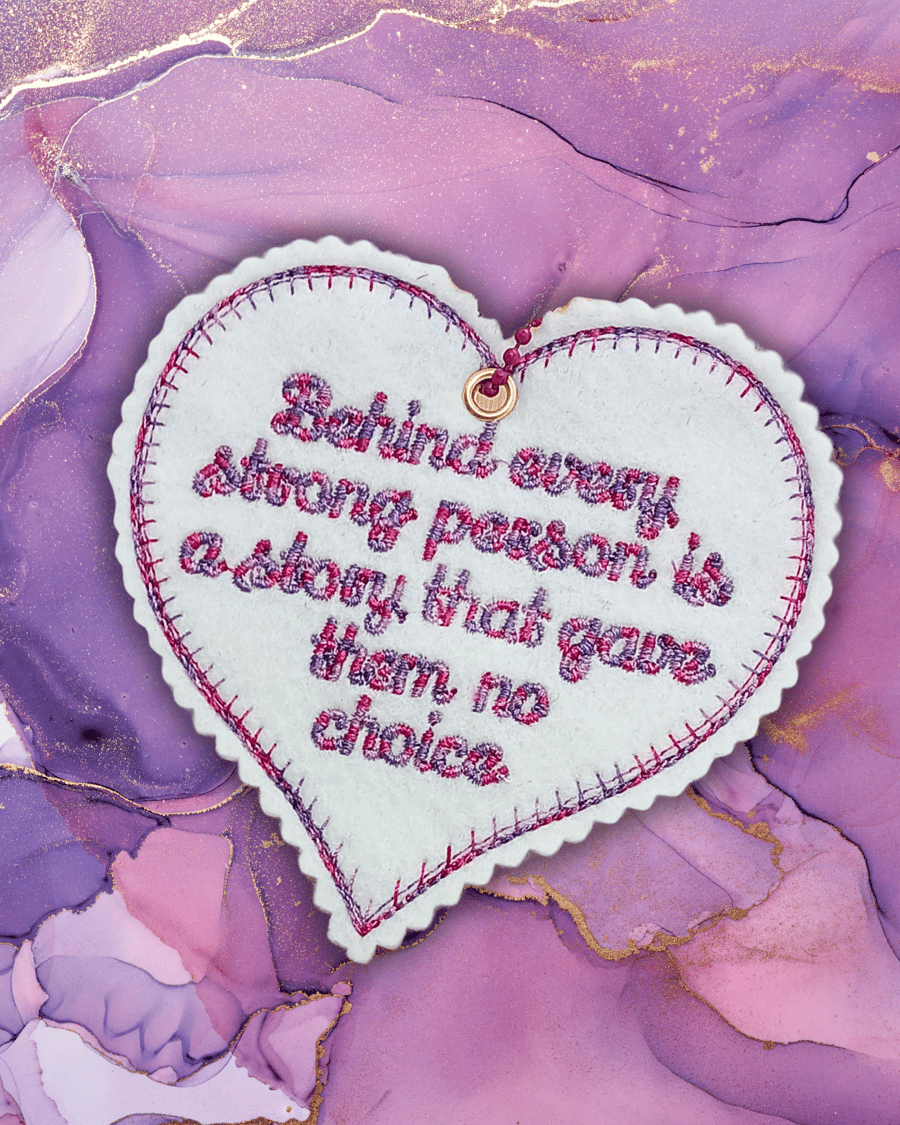 Embroidered Mini Heart Decorations with Inspirational Quote