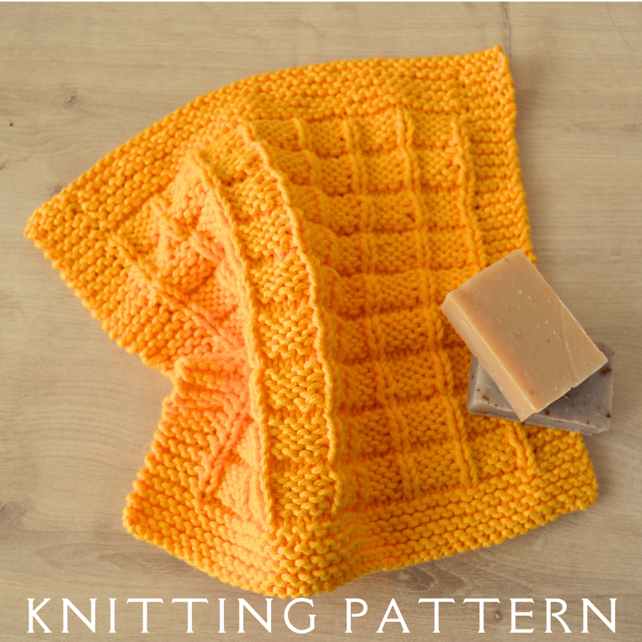 Washcloth Knitting Pattern Cotton Wash Cloth Dishcloth Design 2 PDF PATTERN ONLY