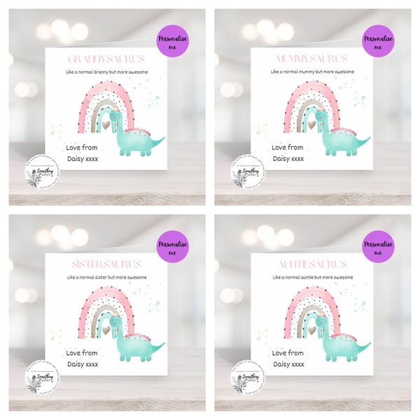 Personalised Dinosaur card for friends and family