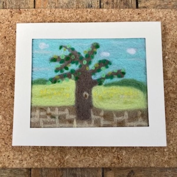 Tree by the fields felted picture.