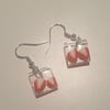 Square strawberry resin earrings