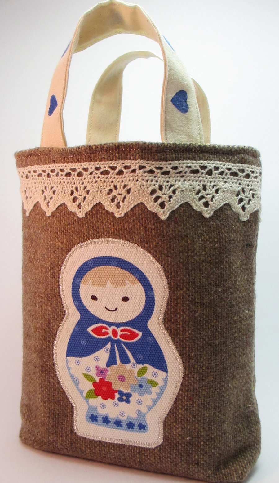 Adorable Russian Doll Gift Bag with Hand Printed Hearts
