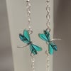 Gorgeous Dangly Dragonfly Earrings - Silver Tones