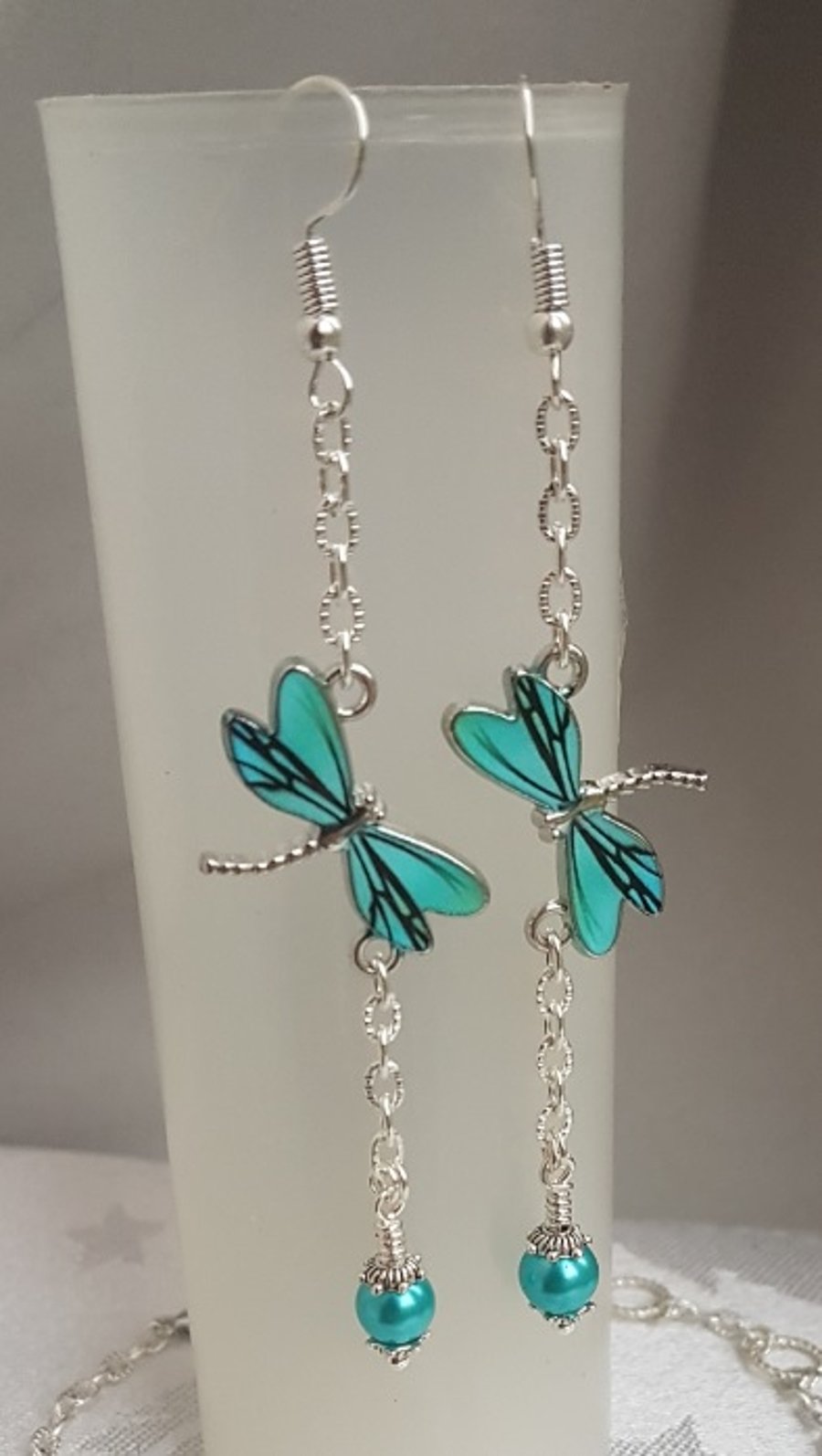 Gorgeous Dangly Dragonfly Earrings - Silver Tones