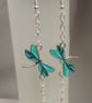 Gorgeous Dangly Dragonfly Earrings - Silver Tones - Image 1