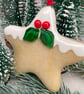 Gingerbread Star - Fused Glass Christmas Tree Decoration - Image 6