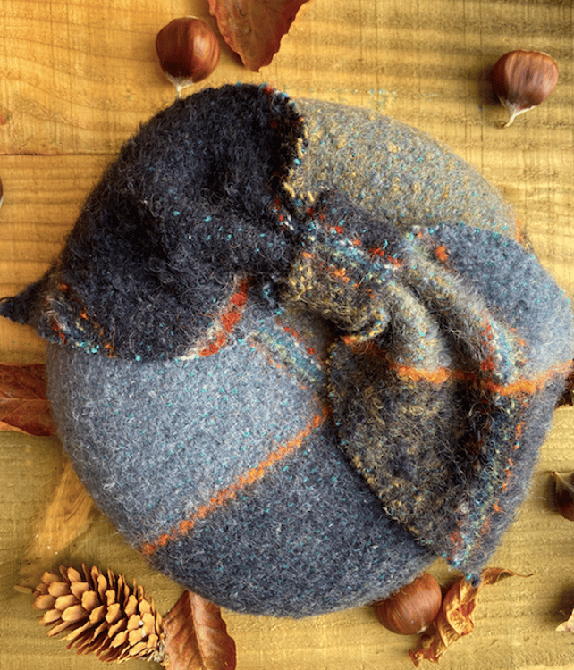 Hand Dyed & Woven Military Inspired Wool Fabric Covered Large Beret