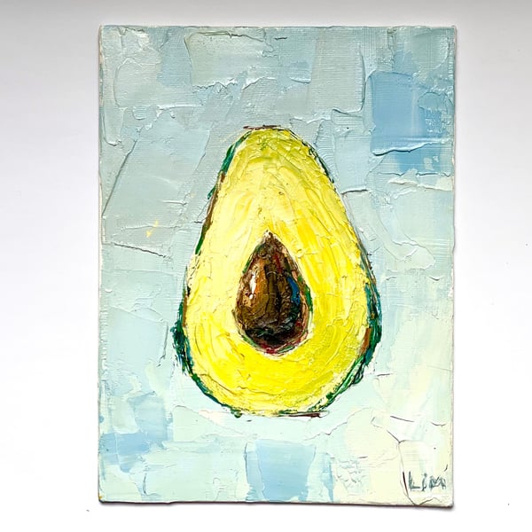 Avocado Painting Avocado Gift Wall Decor Original Art Still Life Vegetable Artwo