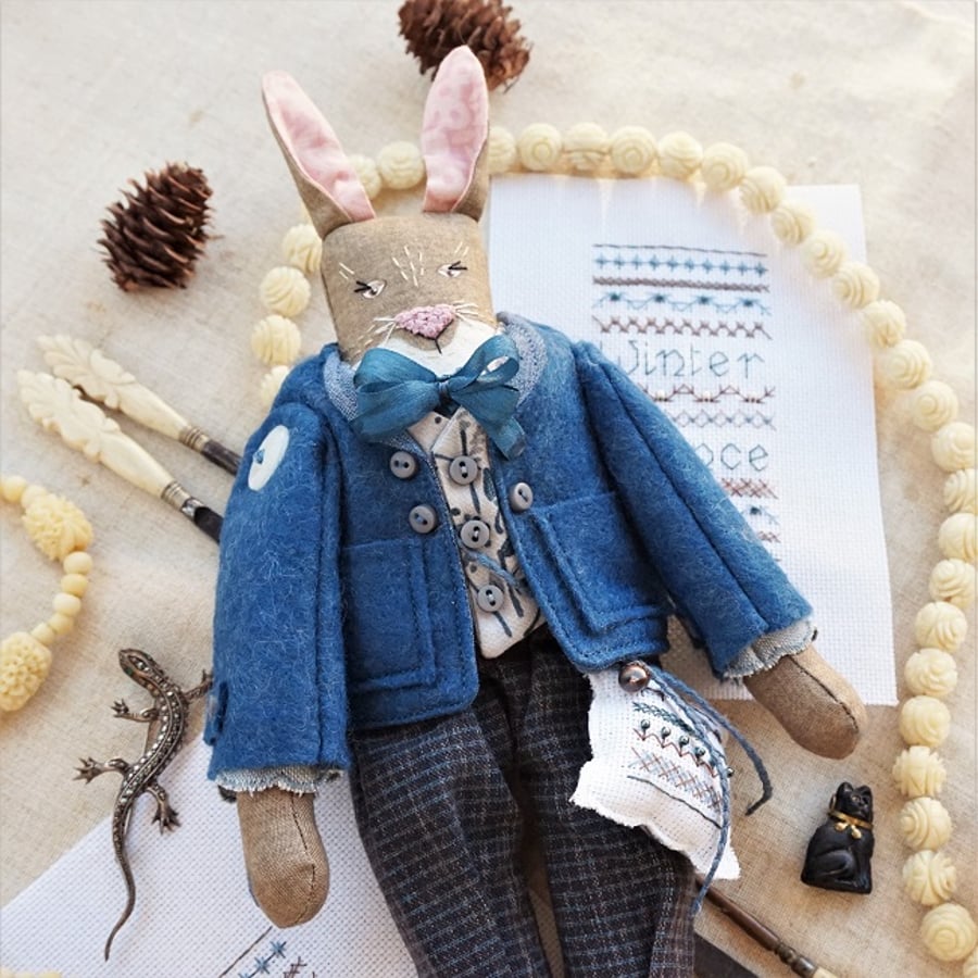 Tor, A Winter Bunny with a Wool Jacket