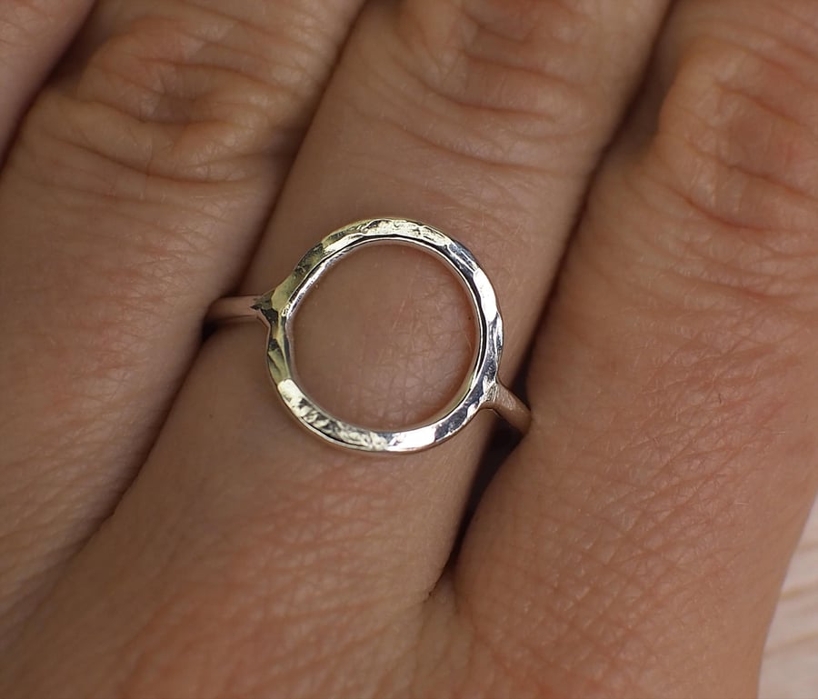 Solid Sterling Silver Circle Geometric Ring - custom made in your size.