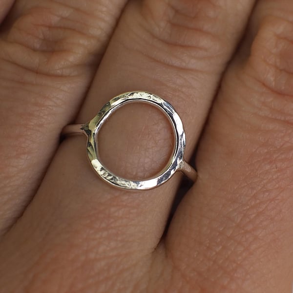 Solid Sterling Silver Circle Geometric Ring - custom made in your size.