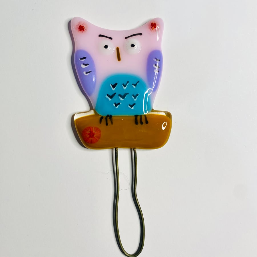 Fused glass owl garden stake decoration perfectly imperfect