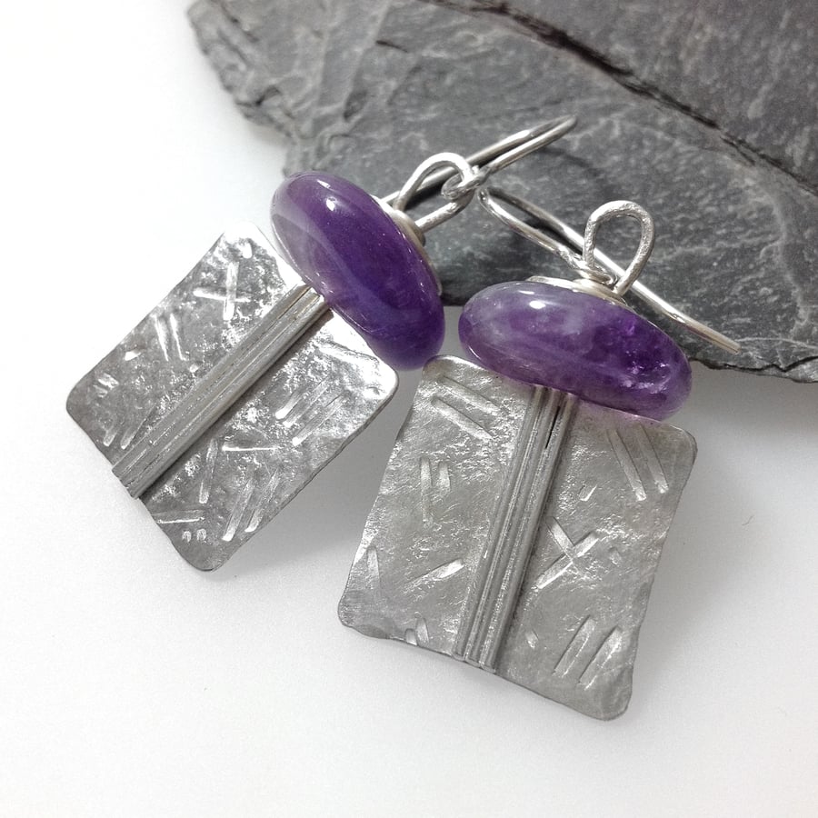 Seconds Sunday Silver and amethyst Core earrings
