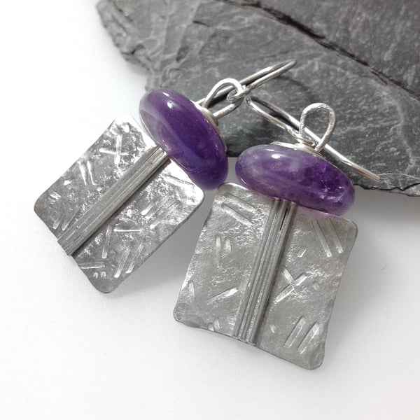 Silver and amethyst Core earrings