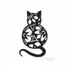 Black cat lino print