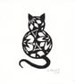 Black cat lino print