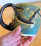 Pottery tree jug finished in green and brown bark colour glazes - Image 6