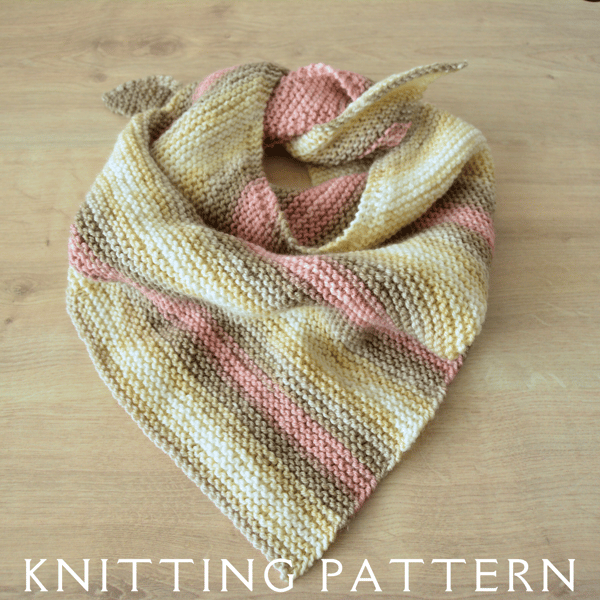 Triangle Scarf Knitting Pattern The Big Bandana Scarf PDF Print & Knit Yourself