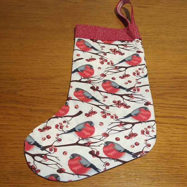 Christmas Stocking with Bullfinches