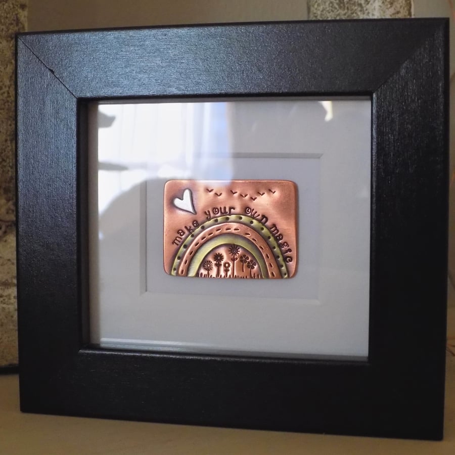 Copper, brass and silver mixed metal framed miniature 