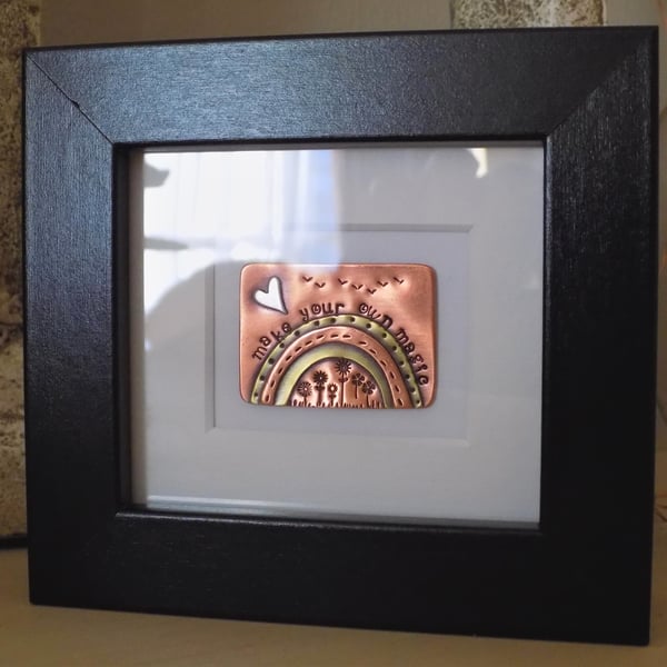 Copper, brass and silver mixed metal framed miniature 