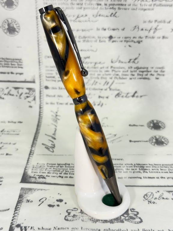 Orange & Black Resin Ballpoint Pen