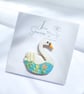 Hand-painted Swan Brooch