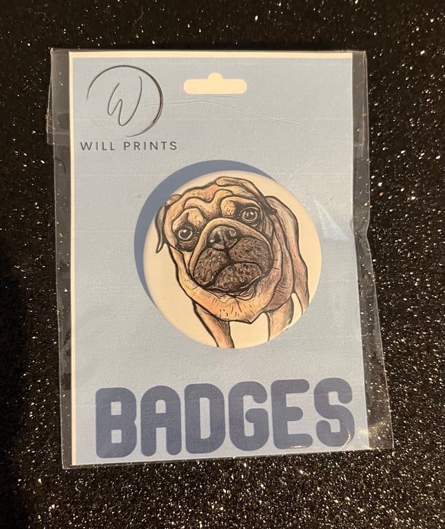 Pug dog printed Badge 45mm