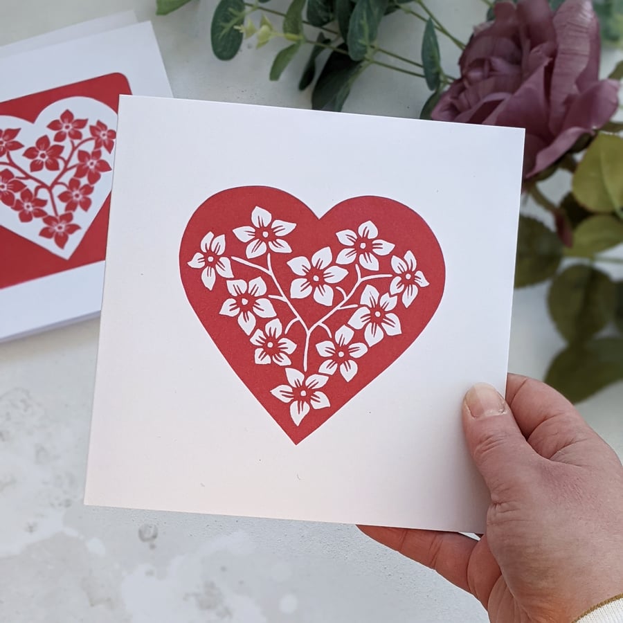 Forget Me Not Heart Valentines Day Card, Love Card, Anniversary Card