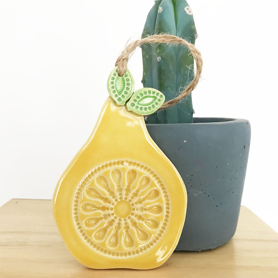 Seconds sale Pottery Pear decoration Yellow