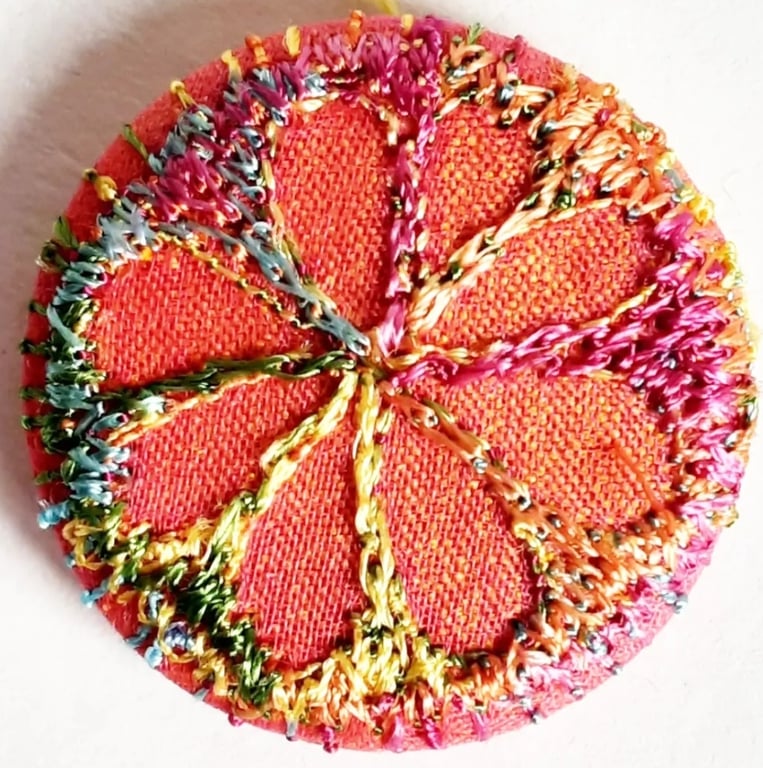 Buttons 1 inch button Hand Dyed Silks and Cottons Free Machine Embroidery Button