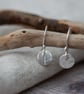 Recycled Silver Circle Earrings With Leaf Pattern - Image 2
