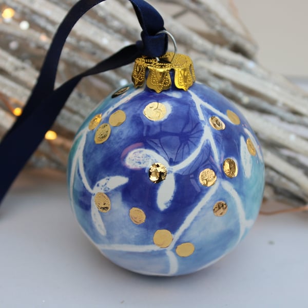 Mistletoe ceramic bauble.