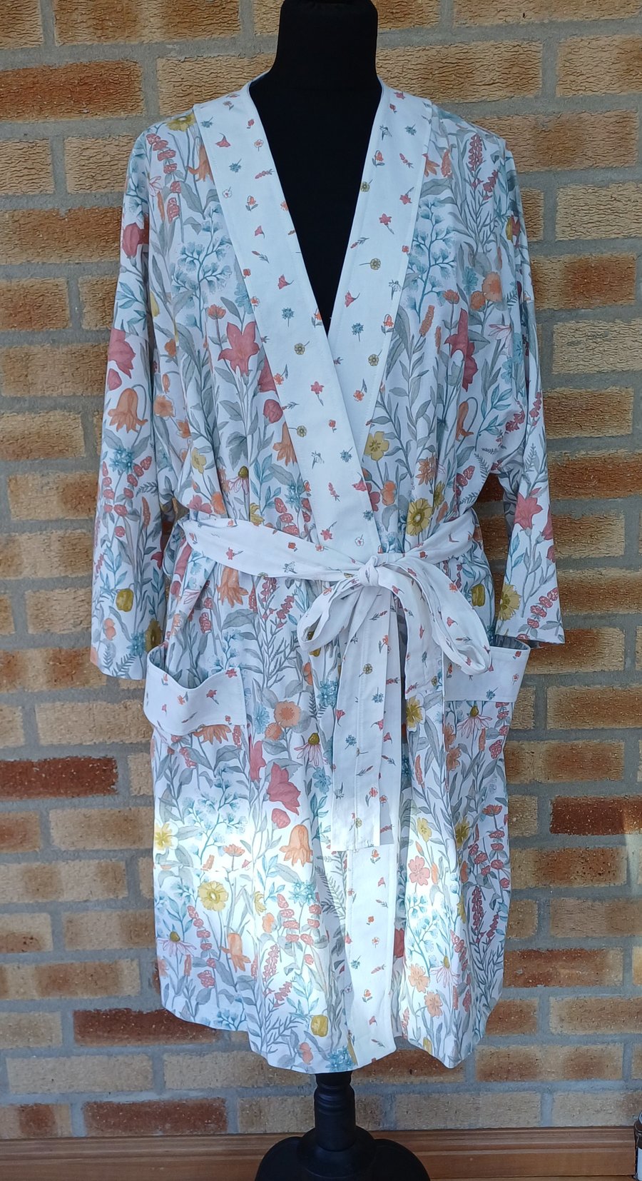 Bath robe floral summer cotton dressing gown one size 10 to 16 bath robe