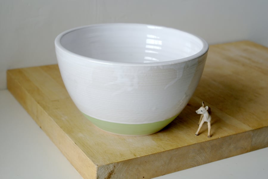 Pottery serving bowl - wheel thrown and glazed in white