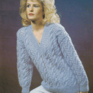 VINTAGE KNITTING PATTERN Ladies Blue Cable Chunky Sweater