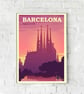 Barcelona retro travel poster, Sagrada Familia travel print, Spain travel print - Image 5