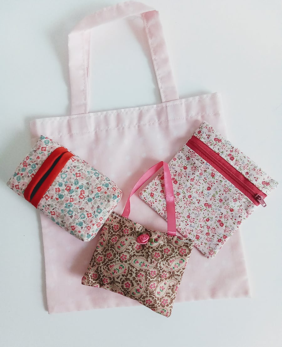 Beautiful Bundle gift set, pink gift bag, tissue holder, purse, lavender bag