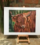 Shaggy Highland Cow giclee print from a painting by artist Janet Bird - Image 2