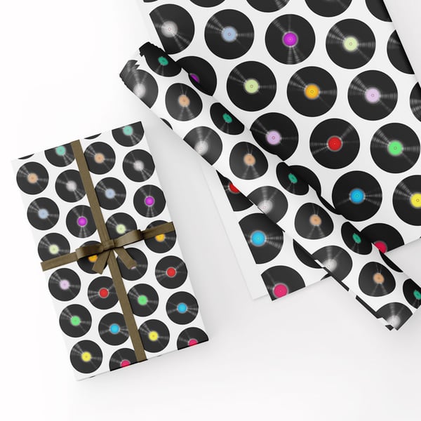 Gift Wrap Record Design & Matching Tag-Records Gift Wrapping Paper-LG21