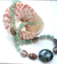 Natural Gemstone Necklace Greens Earth Tones Jasper, Quartz, Sterling Silver