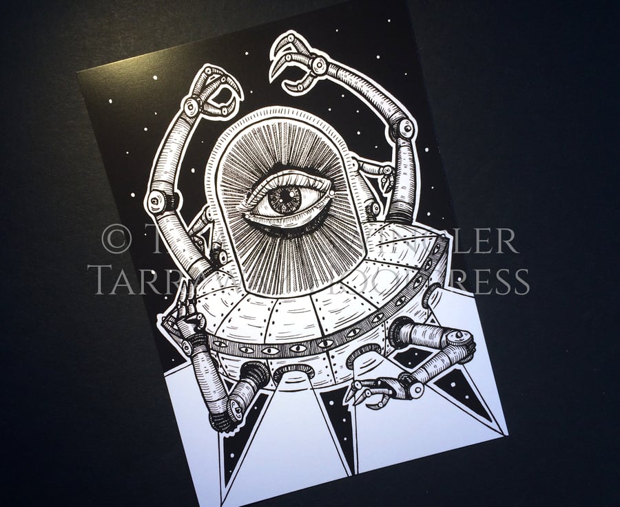 UFEye - A5 Art Print - Alien - UFO - All-Seeing Eye