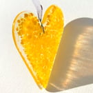 Fused Glass Yellow Heart