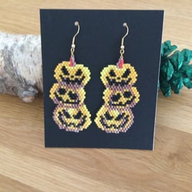 Halloween Jack o Lantern Pumpkin Stack Earrings