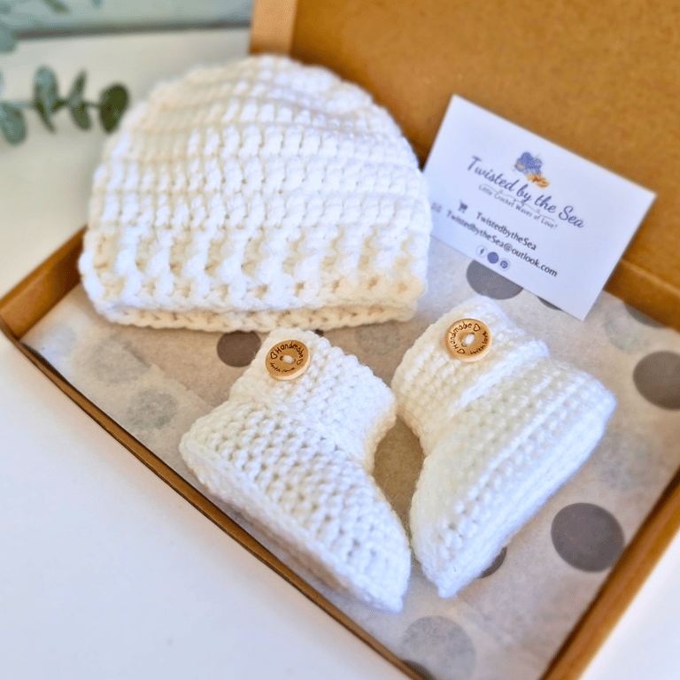 Crochet Baby Hat & Booties Gift Set – Made-To-Order 