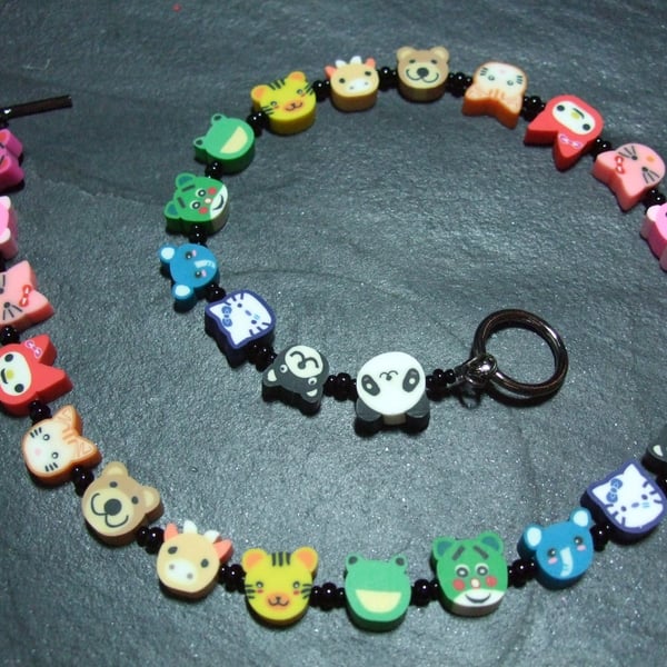 Animal Magic Collection Rainbow Zoo Kitsch Polymer Clay Child's Necklace 15 inch