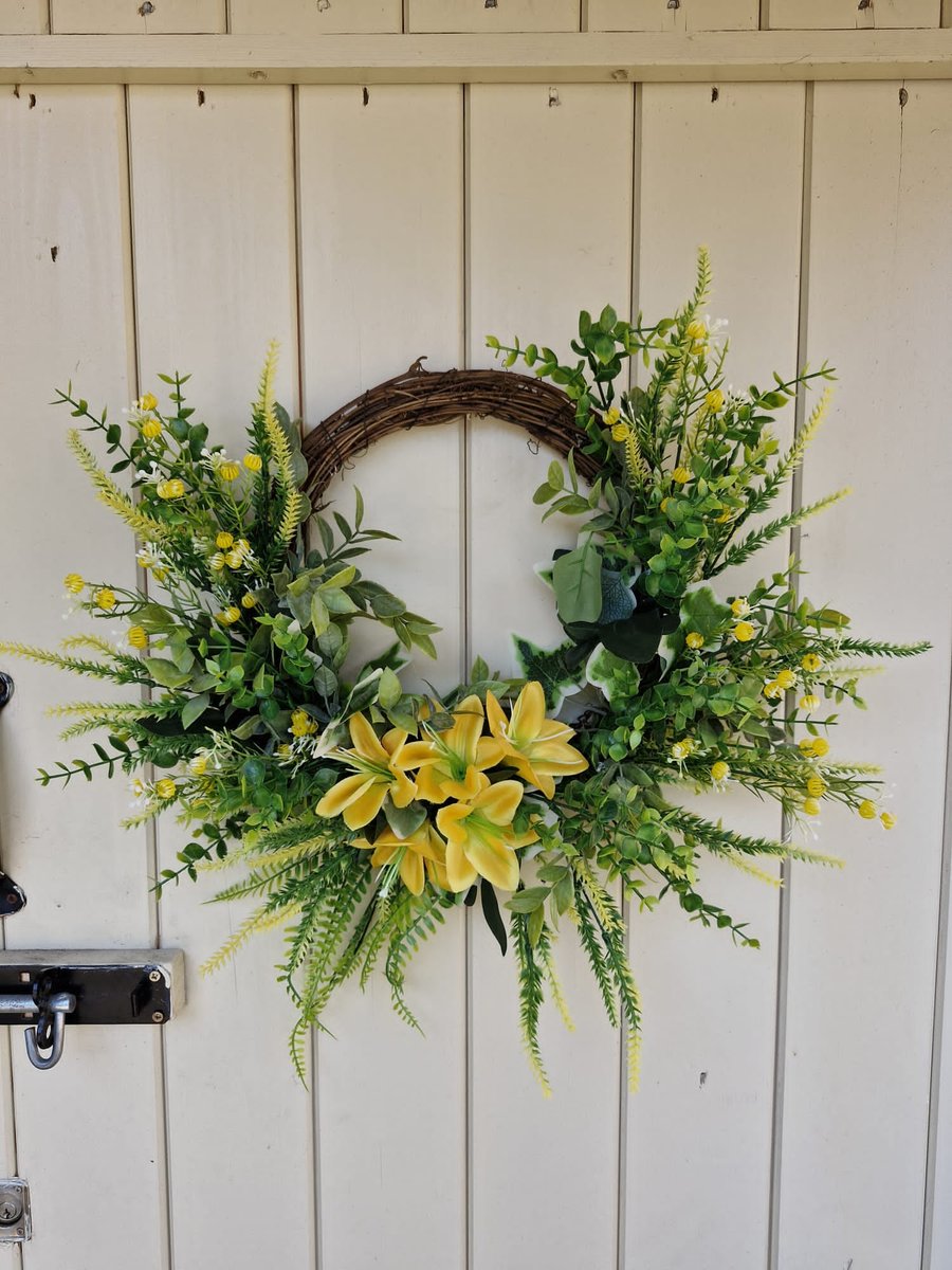 Emily. Half covered wreath,  green ,yellow foliage ,54cm 