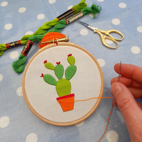Cactus Embroidery Kit, Full Kit