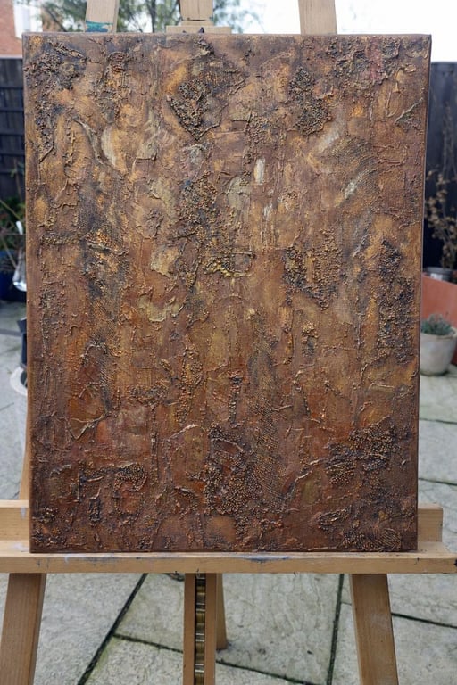 Original Industrial style mixed media textured canvas wall panel 